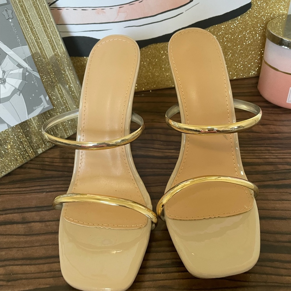 Gold strap heels